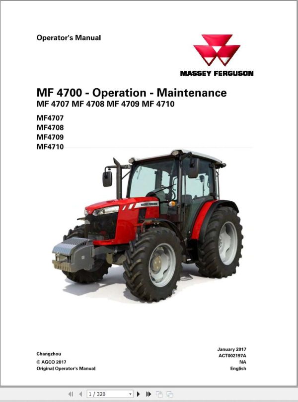 Massey Ferguson Tractor 4607 4608 4609 4610 Operator Manual ACT002197A 1