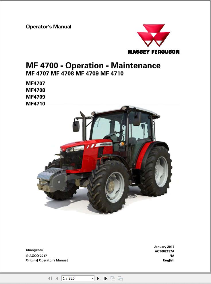 Massey Ferguson Tractor 4607 4608 4609 4610 Operator Manual ACT002197A 1
