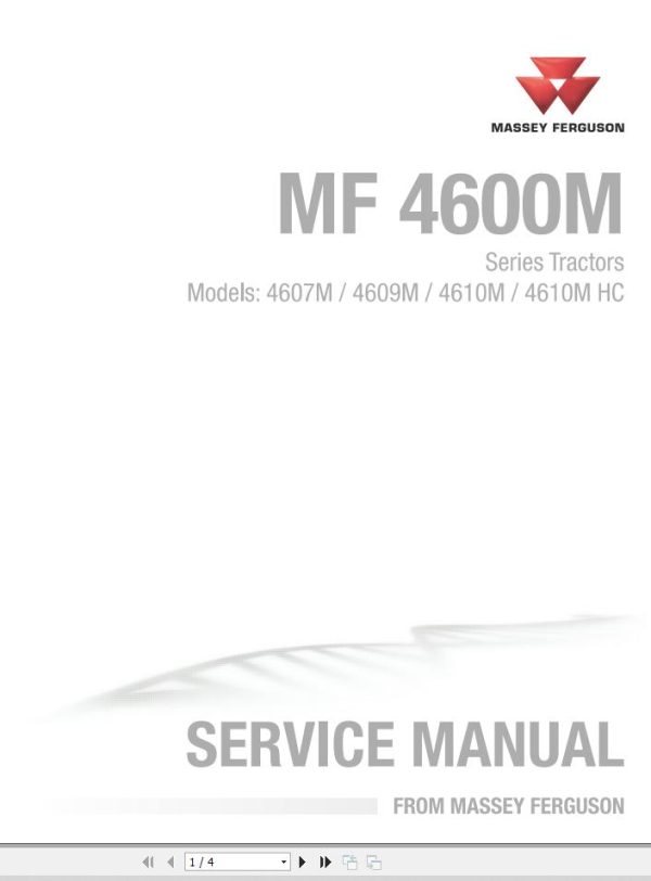 Massey Ferguson Tractor 4607M 4609M 4610M 4610MHC Service Manual 4283598M2 1