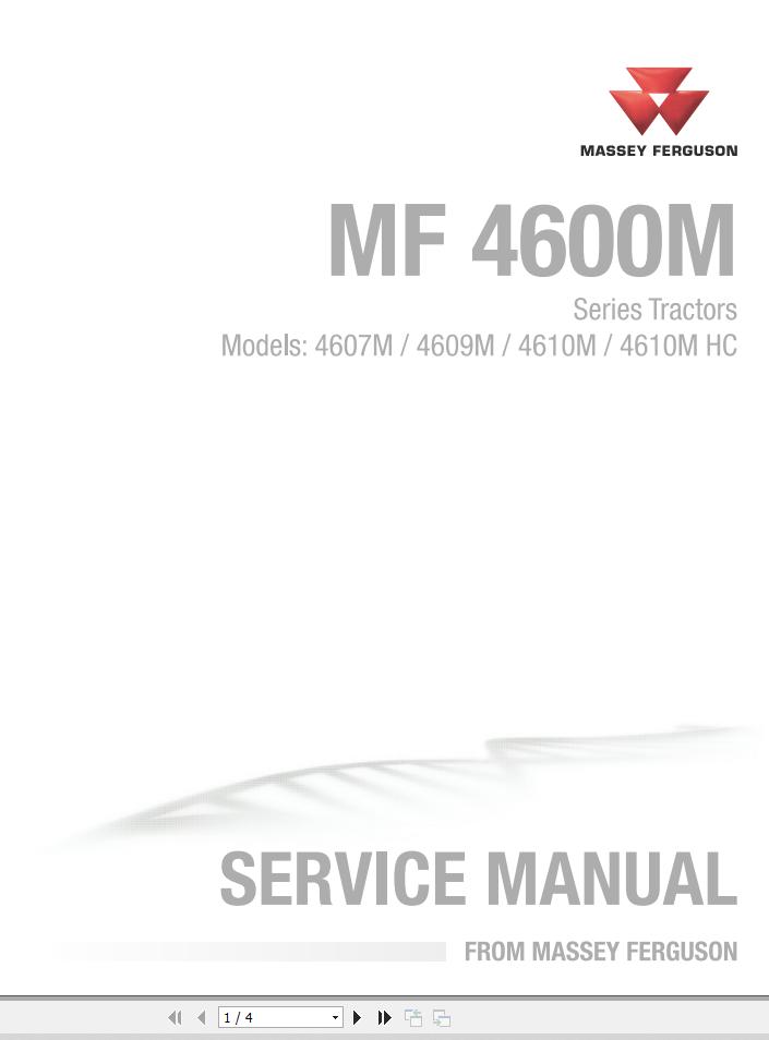 Massey Ferguson Tractor 4607M 4609M 4610M 4610MHC Service Manual 4283598M2 1