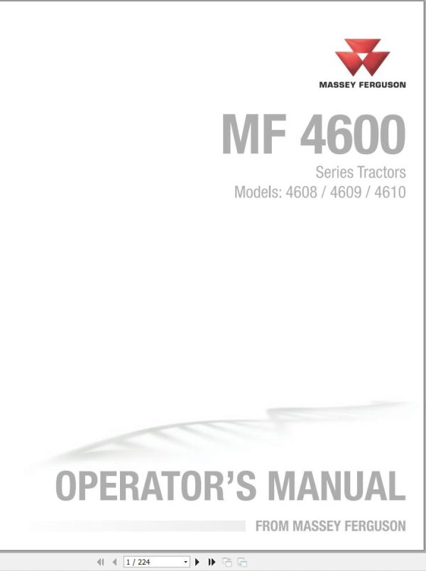 Massey Ferguson Tractor 4608 4609 4610 Operator Manual 4283494M5 1