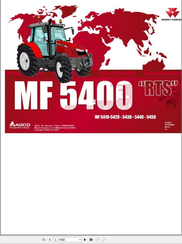 Massey Ferguson Tractor 5410 5420 5430 5440 5450 Repair Time Schedule 4273098M2 1