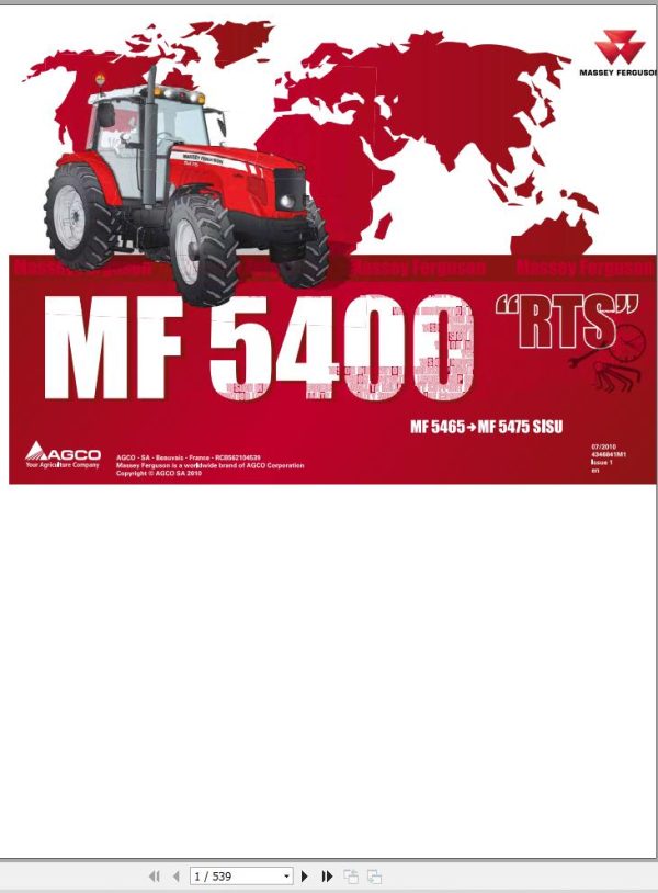 Massey Ferguson Tractor 5465 5475 SISU Repair Time Schedule 4346841M1 1