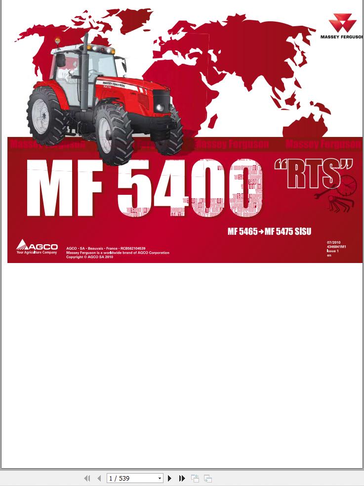 Massey Ferguson Tractor 5465 5475 TIER 3 SISU Repair Time Schedule 4346841M1 1