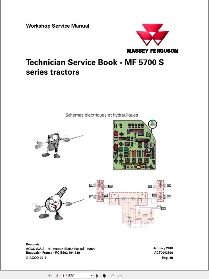 Massey Ferguson Tractor 5709S to 5713S Technician Service Book ACT0042890 1