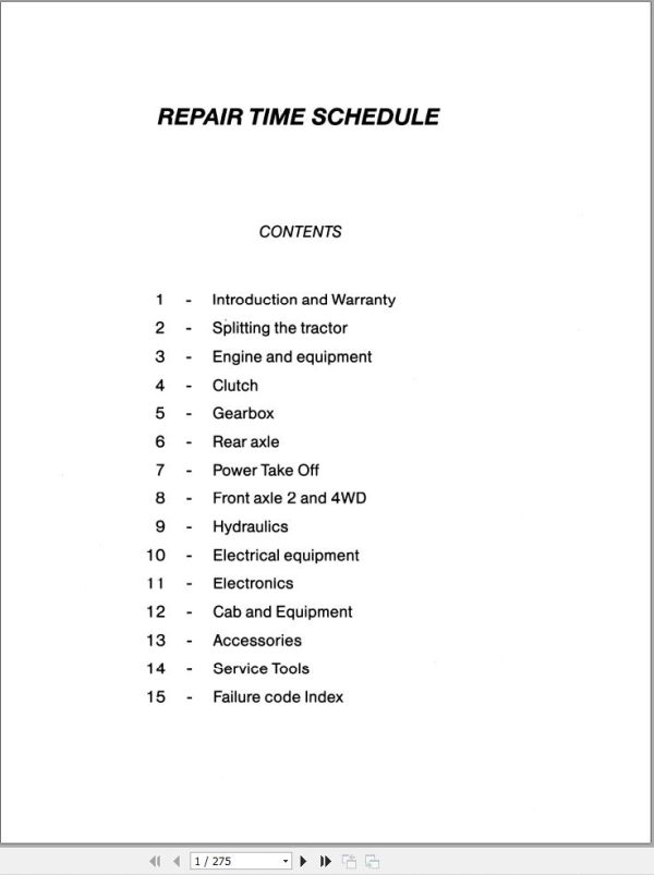 Massey Ferguson Tractor 6100 Series Repair Time Schedule 1