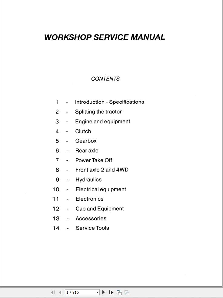 Massey Ferguson Tractor 6110 to 6190 Workshop Service Manual 1