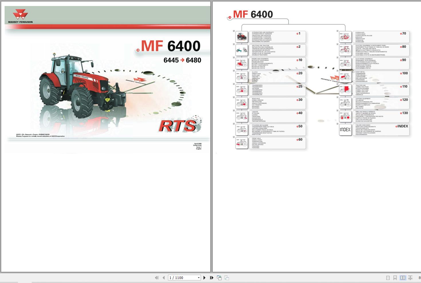 Massey Ferguson Tractor 6445 to 6480 Repair Time Schedule 3378413M1 1