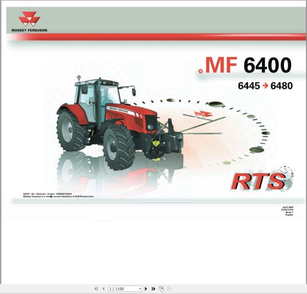 Massey Ferguson Tractor 6445 to 6480 Repair Time Schedule 4315546M1 1