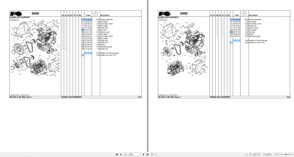Massey Ferguson Tractor 6445 to 6480 Repair Time Schedule 4315546M1 2