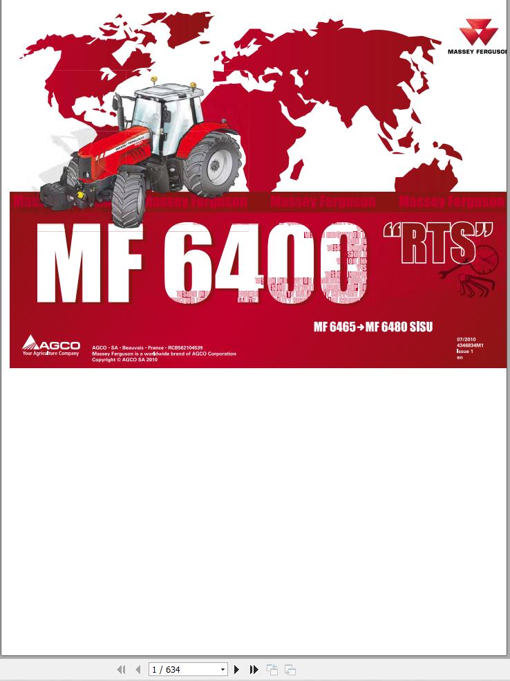 Massey Ferguson Tractor 6465 6475 6480 SISU Repair Time Schedule 4346834M1 1