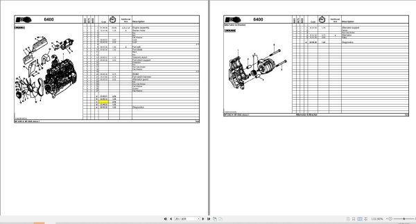 Massey Ferguson Tractor 6465 6475 6480 SISU Repair Time Schedule 4346834M1 2