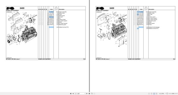 Massey Ferguson Tractor 6485 6490 6495 6497 6499 Repair Time Schedule 4315840M1 2