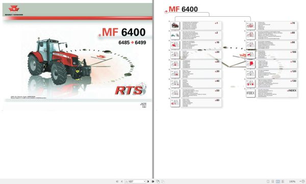 Massey Ferguson Tractor 6485 to 6499 Repair Time Schedule 4315840M1 1