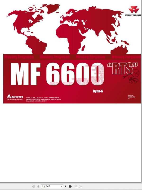 Massey Ferguson Tractor 6613 to 6616 Dyna 6 Repair Time Schedule 7060844M2 1