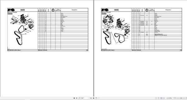 Massey Ferguson Tractor 6613 to 6616 Dyna 6 Repair Time Schedule 7060844M2 2