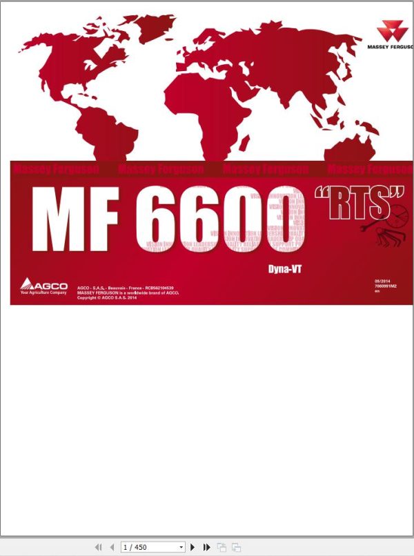Massey Ferguson Tractor 6614 6615 6616 Dyna VT Repair Time Schedule 7060991M2 1