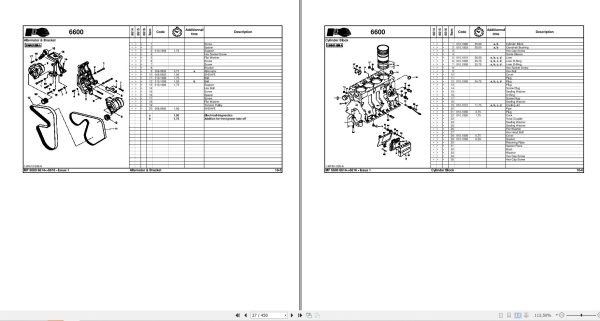 Massey Ferguson Tractor 6614 6615 6616 Dyna VT Repair Time Schedule 7060991M2 2