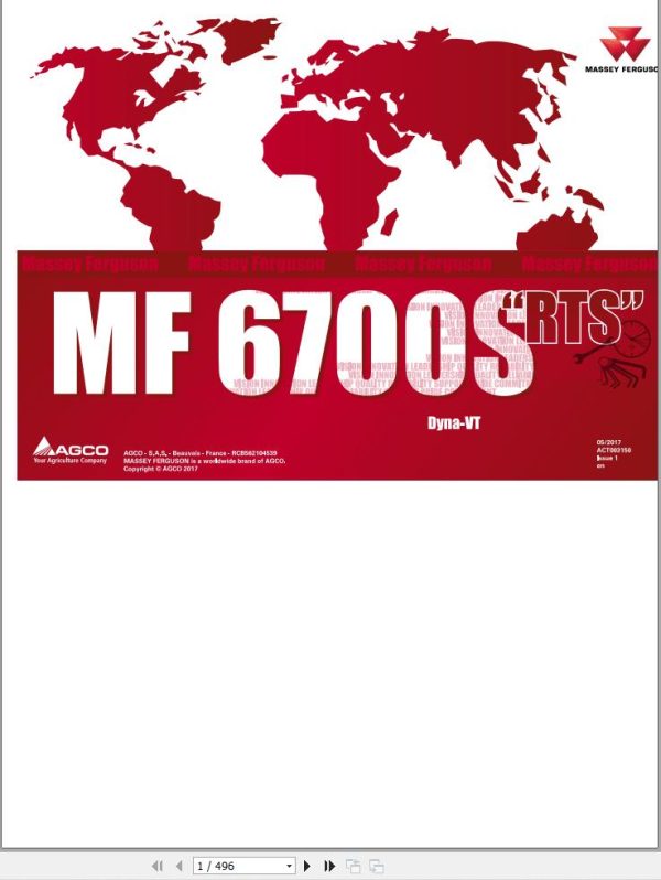 Massey Ferguson Tractor 6713SD to 6718SD Dyna VT Repair Time Schedule ACT003150 1