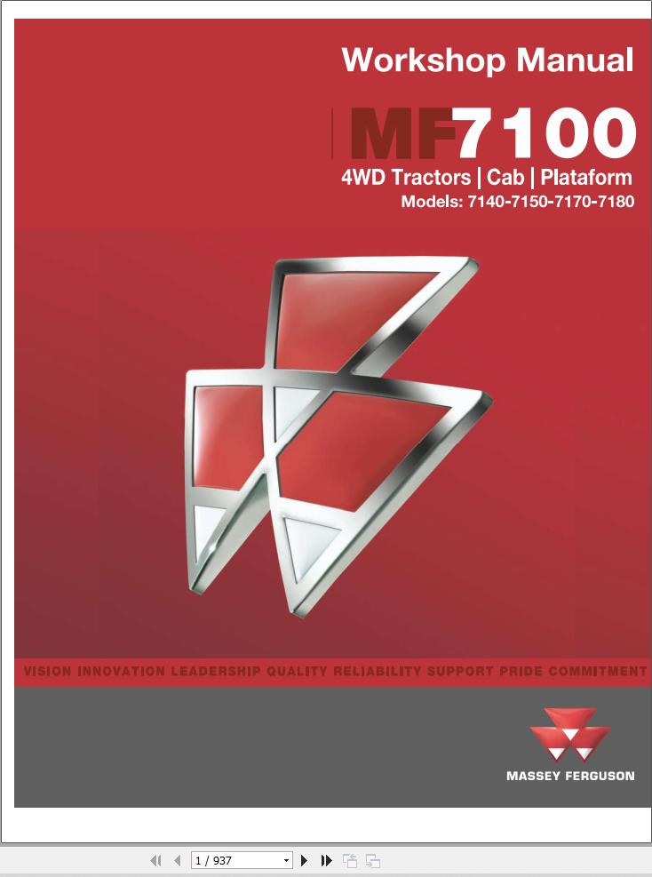 Massey Ferguson Tractor 7140 7150 7170 7180 Workshop Manual 1