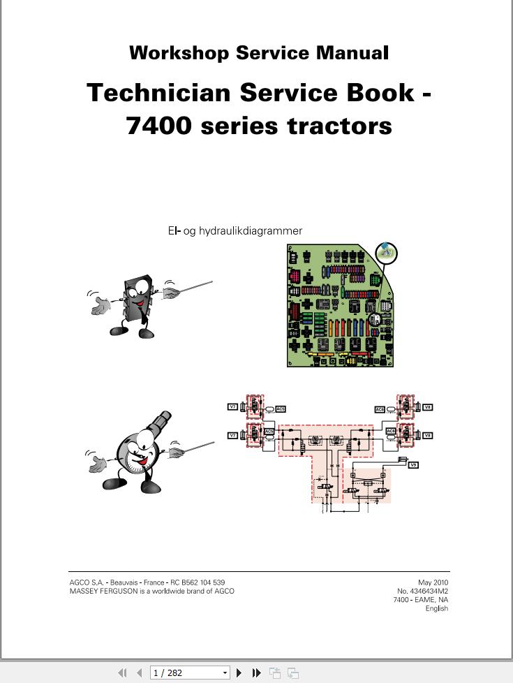 Massey Ferguson Tractor 7465 to 7499 Technician Service Book 4346434M2 1