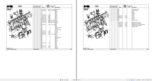 Massey Ferguson Tractor 7485 to 7499 Repair Time Schedule 4346623M1 2