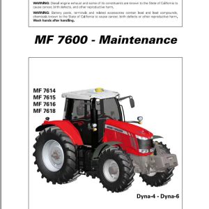Massey Ferguson Tractor 7614 to 7618 Dyna 4 6 Operator Manual 4373394M2 1