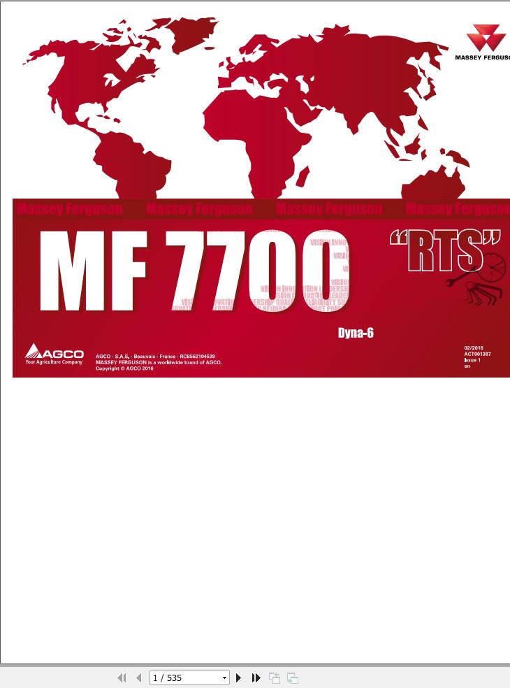 Massey Ferguson Tractor 7719 to 7726 Dyna 6 Repair Time Schedule ACT001387 1