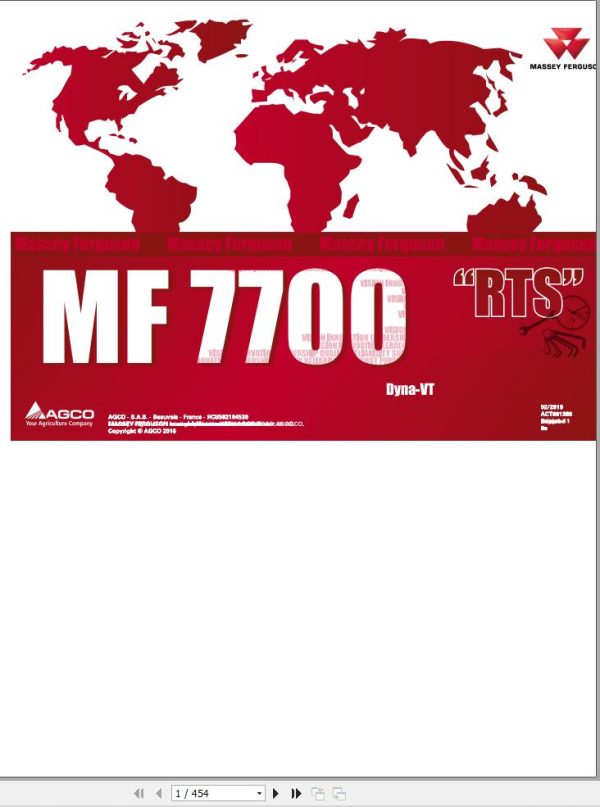 Massey Ferguson Tractor 7719 to 7726 Dyna VT Repair Time Schedule 1