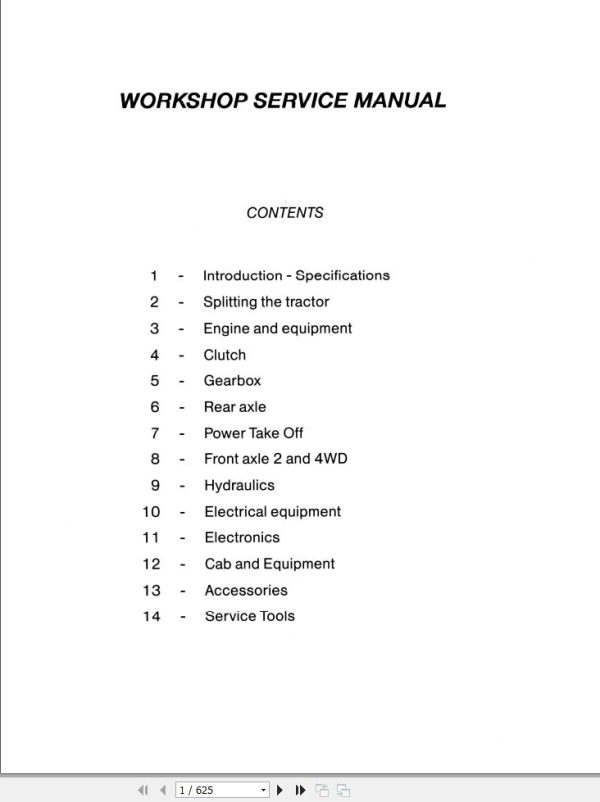 Massey Ferguson Tractor 8110 to 8160 Workshop Service Manual 1