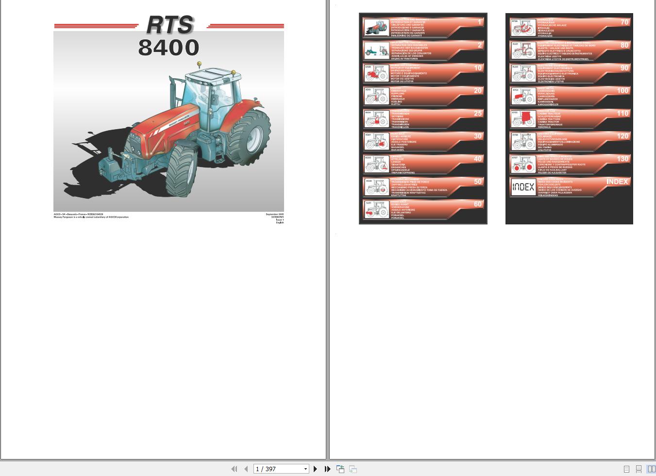 Massey Ferguson Tractor 8400 Repair Time Schedule 3378867M1 1
