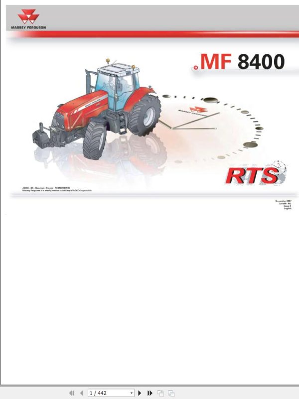 Massey Ferguson Tractor 8450 8460 8470 8480 Repair Time Schedule 3378867M2 1