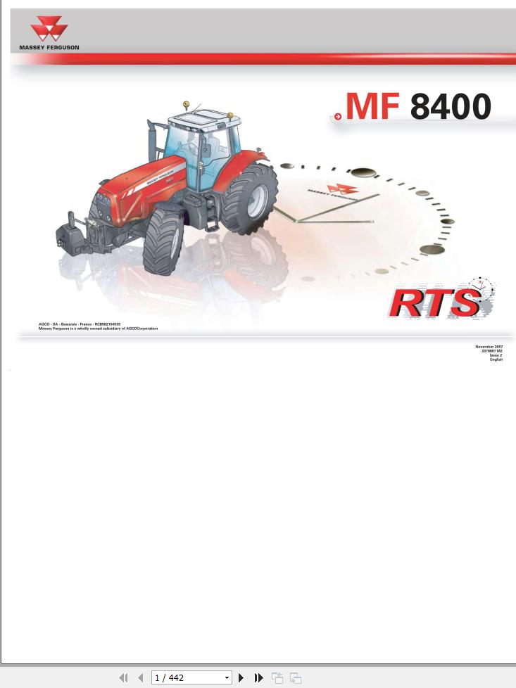 Massey Ferguson Tractor 8450 8460 8470 8480 Repair Time Schedule 3378867M2 1