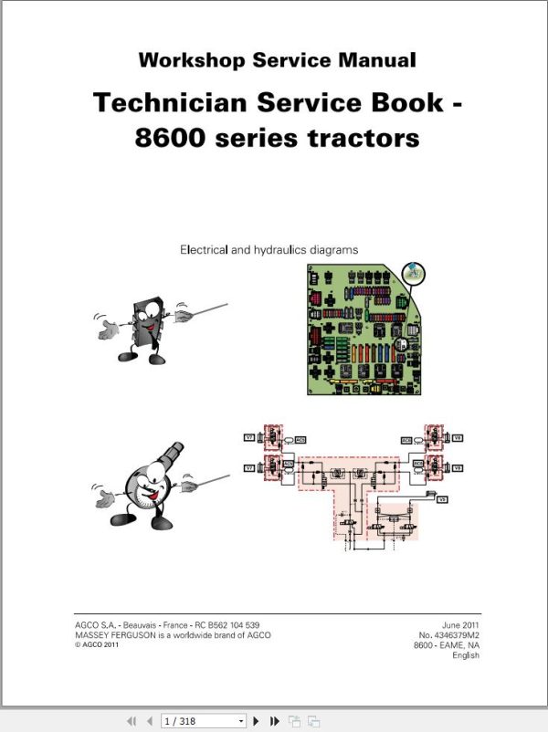 Massey Ferguson Tractor 8600 Series Technician Service Book 4346379M2 1