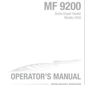 Massey Ferguson Tractor 9250 Operator Manual 700738430G 1