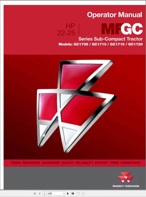Massey Ferguson Tractor GC1705 GC1710 GC1715 GC1720 Operator Manual 4283485M2 1
