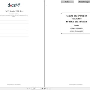 Massey Ferguson Tractor MF 200 Series Operation Manual MIE200E02 1