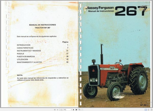 Massey Ferguson Tractor MF 267 Instruction Manual 1