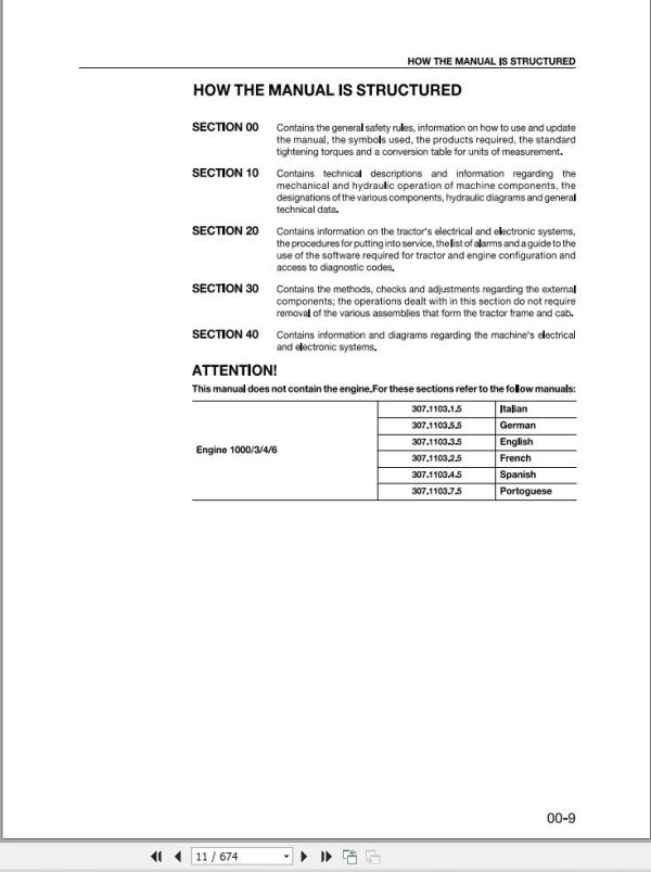 Massey Ferguson Tractor MF 3400S 3400V Workshop Manual 1857669M1 1