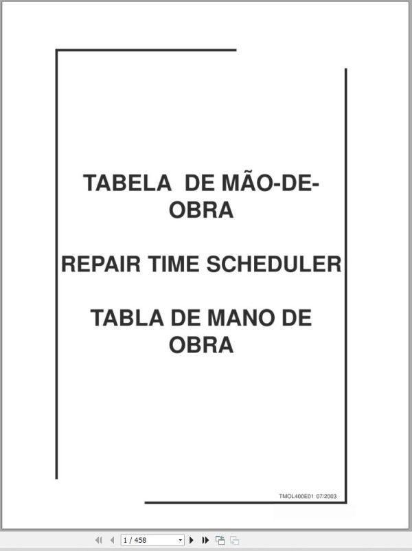 Massey Ferguson Tractor MF 400 Series Repair Time Schedule 1