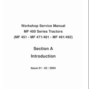 Massey Ferguson Tractor MF 400 Series Workshop Manual 1