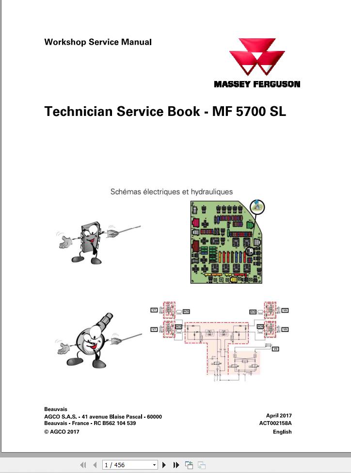 Massey Ferguson Tractor MF 5700SL Series Technician Service Book ACT002158A 1