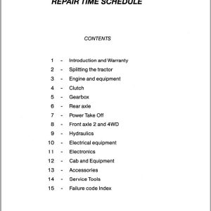 Massey Ferguson Tractor MF 6100 Series Repair Time Schedule 1
