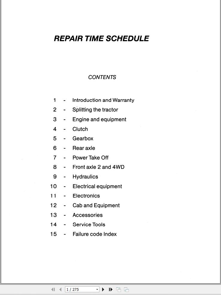Massey Ferguson Tractor MF 6100 Series Repair Time Schedule 1