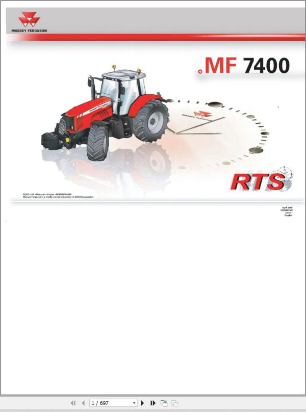 Massey Ferguson Tractor MF 7400 Series Repair Time Schedule 3378688M2 1