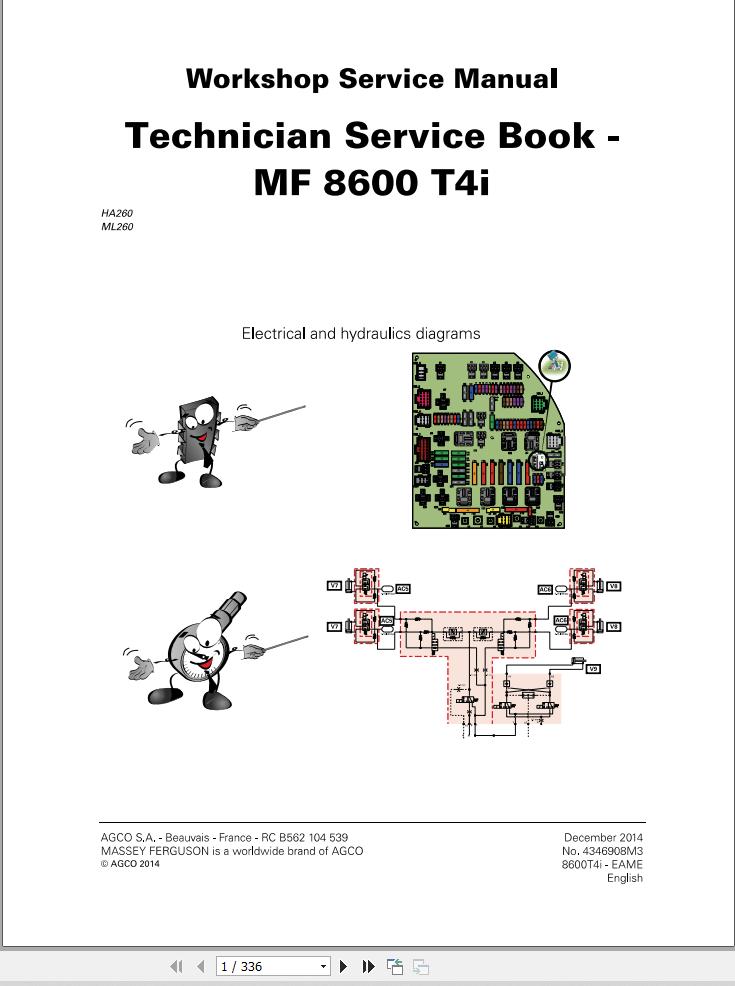 Massey Ferguson Tractor MF 8600 T4i Workshop Service Manual 4346908M3 1
