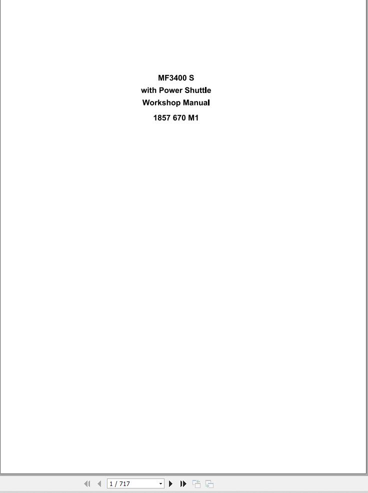 Massey Ferguson Tractor MF3400 S Workshop Manual 1857670M1 1