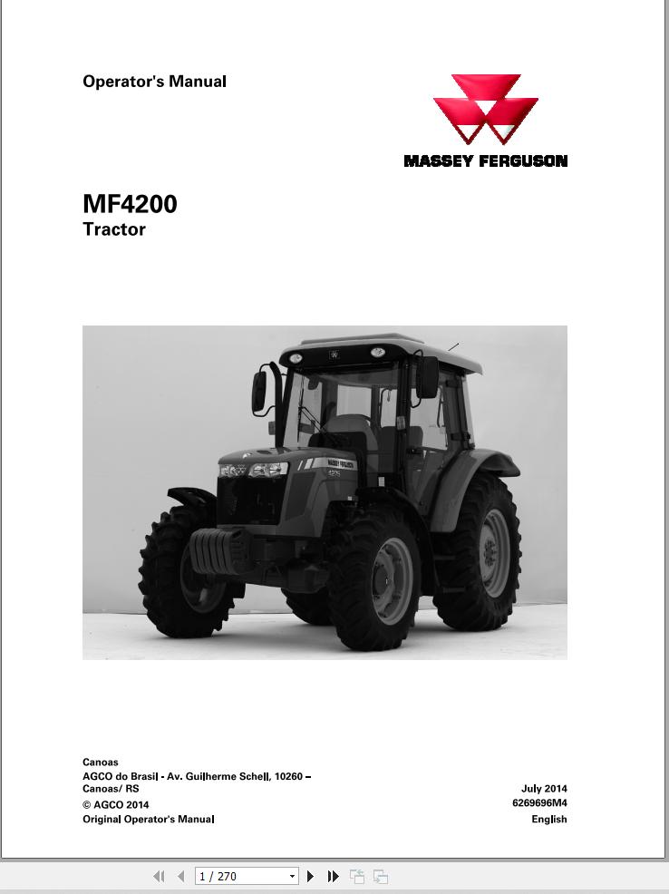 Massey Ferguson Tractor MF4200 Operator Manual 1