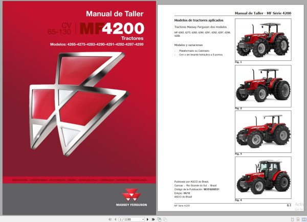 Massey Ferguson Tractor MF4200 Series Workshop Manual 1