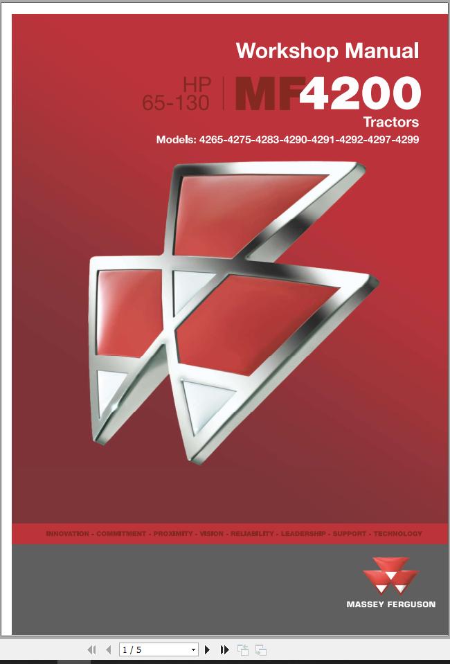 Massey Ferguson Tractor MF4200 Series Workshop Manual 6288726M2 1